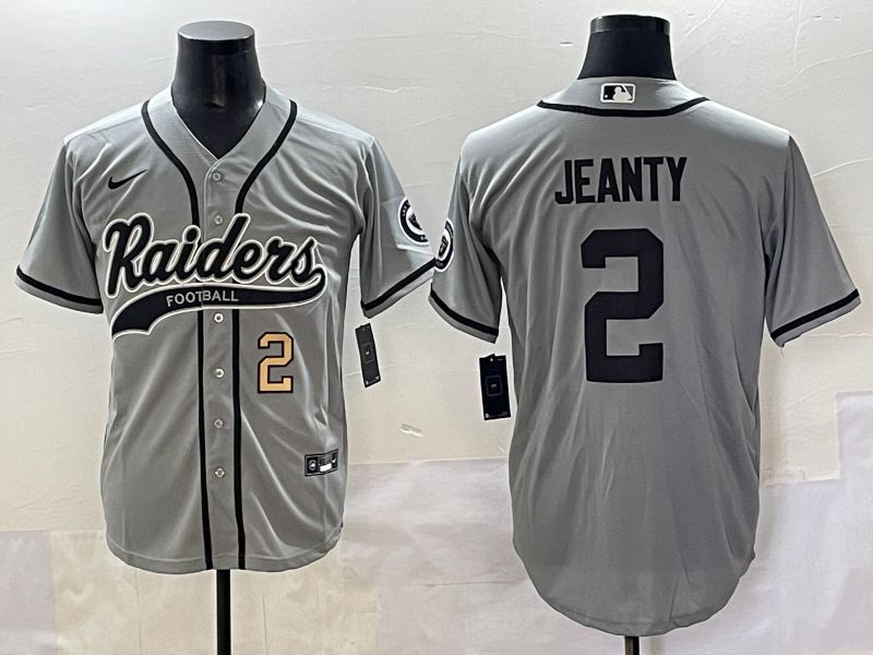 Men 2025 Oakland Raiders #2 Jeanty Grey Joint Name Nike Limited NFL Jersey style 11